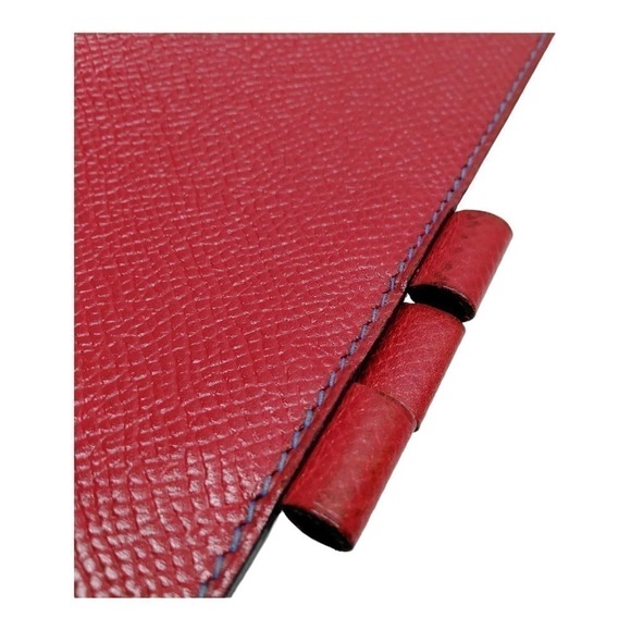 Hermes Red Epsom Leather Agenda Notebook Cover Red Blue - Picture 6 of 11